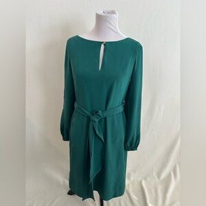 Tory Burch Silk Sheath Dress Size 6 Jewel Tone Teal Green Iridescent Tie Belt